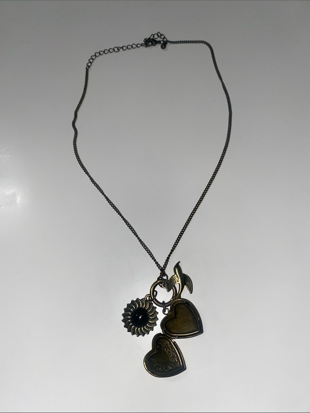 Heart Locket Charm Necklace - Bronze Tone